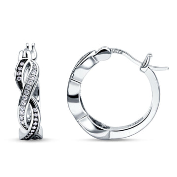 Twisted Infinity Huggie Hoop Earrings Cubic Zirconia 925 Sterling Silver Wholesale